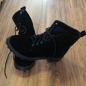 H&M Velvet Combat Boots